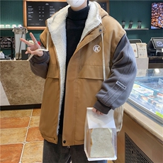 美式复古vintage服男冬季加绒加厚连帽衣高级感保暖工装外套，男装棉衣，星座302B-2