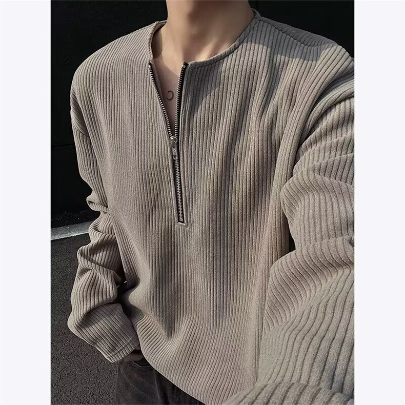 秋款男卫衣V领灯芯绒拉链夹克休闲外套WY006 P40图片