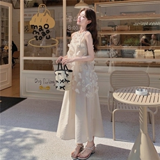 立体花瓣无袖背心上衣+宽松半身裙两件套装2C267-805-P140-K208，女装连衣裙，2C267