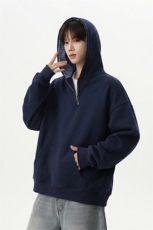 松弛感半拉链连帽卫衣文艺感宽松版型舒适休闲上衣HY922TP48控89，男装卫衣，电商A102B