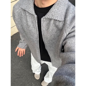 【有货】M349CC-特P65翻领毛衣开衫男慵懒拉链开衫针织外套图片