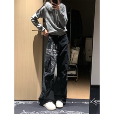 2026美式十字架字母印花工装裤痞帅多口袋牛仔裤K71386-P55网络图，男装牛仔裤，电商B245