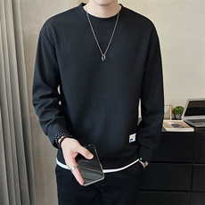 加绒卫衣男2025新款秋冬季纯色假两件上衣服A313-K951-1-P55，男装卫衣，电商A313