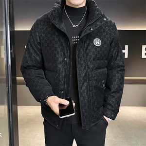 贴标花纹立领皮羽绒服男 休闲保暖上衣外套 A329-YR9873-P185图片