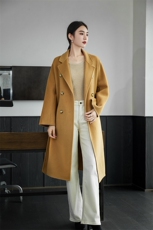 时尚百搭女士双面呢大衣羊毛显瘦修身气质优雅保暖舒适，女装双面呢大衣，岳达羊绒