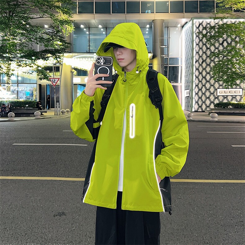 外套男女款放光条复古连帽秋季情侣潮牌飞行夹克JK0235-P83，男装夹克，星座308B-2