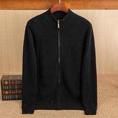 秋冬季35%羊绒休闲七针加厚元宝针拉链开衫男装，男装羊绒开衫，佑昭祥羊绒