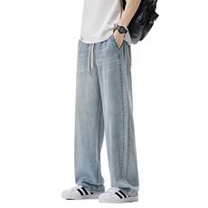 天丝牛仔裤子男夏季薄款美式高街潮牌宽松直筒阔腿裤K2539-P50，男装牛仔裤，星座610（原A335）