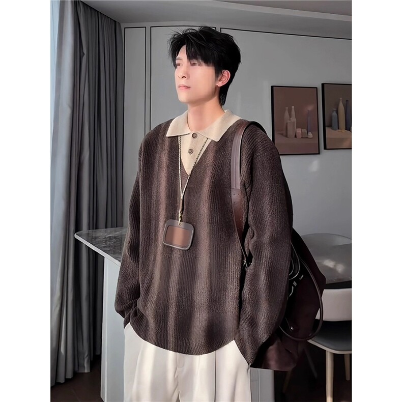 1506-1/M60141/P70假两件针织衫男韩版高级感痞帅毛衣时尚宽松,男装针织衫/毛衣,星座1506-1