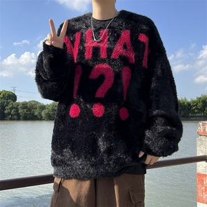 高质量针织衫男女韩版潮流字母提花帅2024冬季保暖毛衣MZ561-P56图片