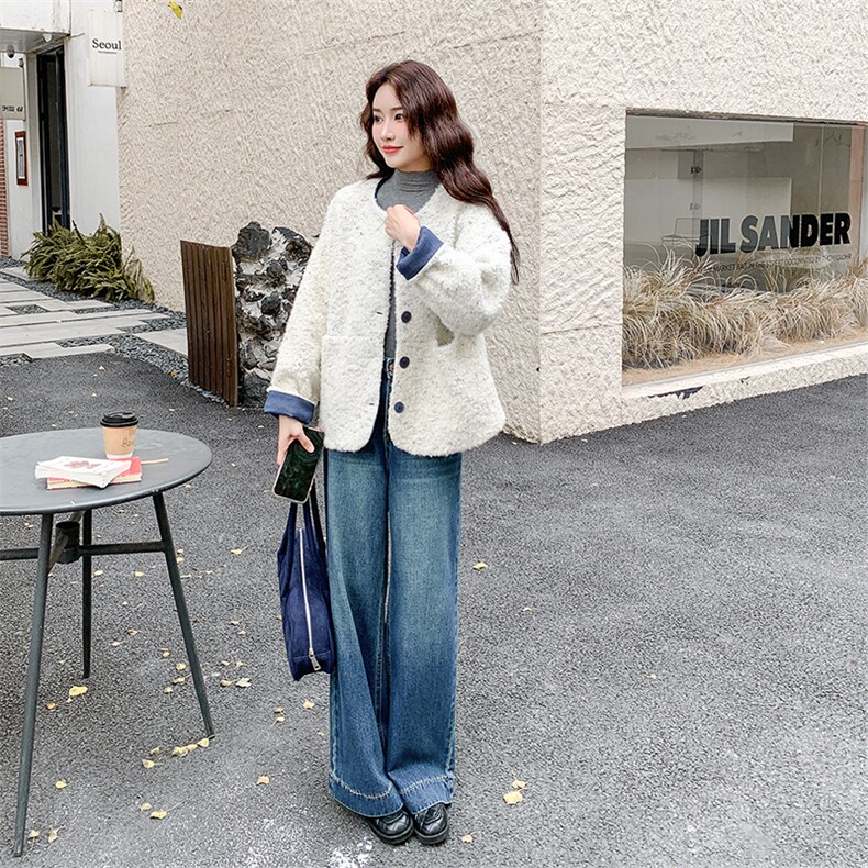 【新品】小香风圆领短款小个子毛呢外套女5130-P180-K268,女装短外套,2C126