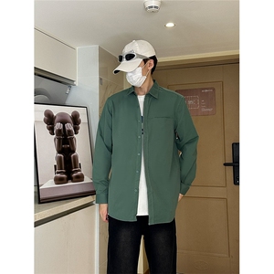 港风纯色衬衫帅气纯色长袖衬衫内搭外套打底衬衫MX315 P-35图片