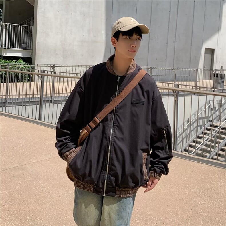 美式飞行服夹克外套男复古棉服加厚棉衣设计感棒球服潮牌,男装夹克,星座716-4