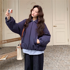 藏青色格子拼接假两件短款羽绒服女冬季2025新款设计感白鸭绒外套，女装羽绒服，慧尚2-185