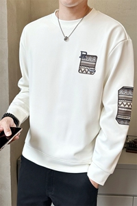 秋季新款卫衣男长袖圆领拼布卫衣 休闲百搭T恤打底衫W8885-P48图片