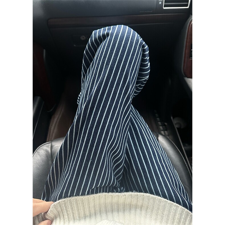 自拍图YK86033-P4875%棉%聚酯纤维美式复古蓝色条纹牛仔裤,男装牛仔裤,电商A086-1