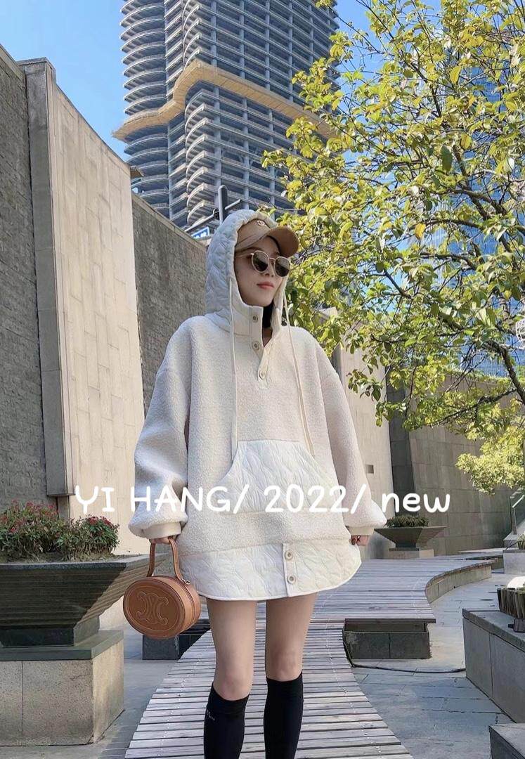 颗粒绒压格加绒卫衣一杭主推款，女装卫衣/绒衫，一杭