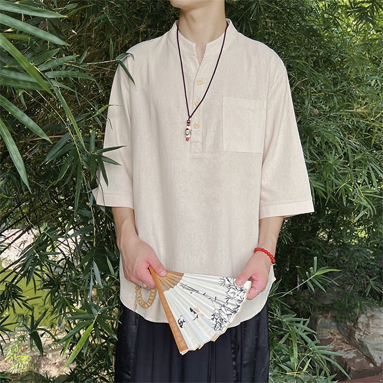 现货风纯色李玲元原木色短袖衬衫团体服班服MT2301-P45控78,男装T恤,电商A021