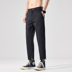 休闲裤男夏季2025新款西裤直筒裤子男士九分裤春夏薄款D951-P45,卡其色派克服衣怎么搭配裤子图片