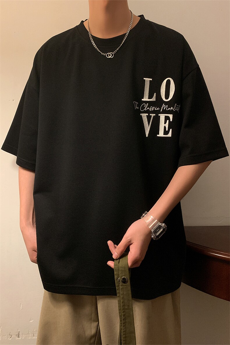 港风暖光短袖男t恤夏季休闲百搭刺绣圆领T恤男上衣TC3131-P25控45,男装T恤,星座717
