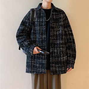 港风小香风衬衫男大码M-5XL中性情侣潮衬衫男CCS8019P45加绒P55图片