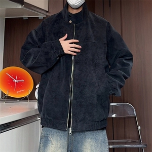 PY5027/特P60秋装立领皮衣夹克男女复古立领扎染宽松情侣外套图片