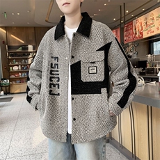 1506/Q8210/P69男士翻领外套韩版时尚潮流开衫卫衣，女装短外套，星座1506
