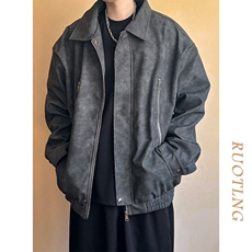 现货-春秋美式复古皮衣男潮牌街头时尚外套皮夹克-AP23064-P115，男装夹克，电商A351