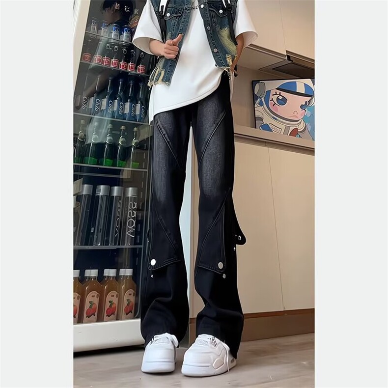 高街风直通修身牛仔裤微喇P47YK6604,男装牛仔裤,星座1112-1