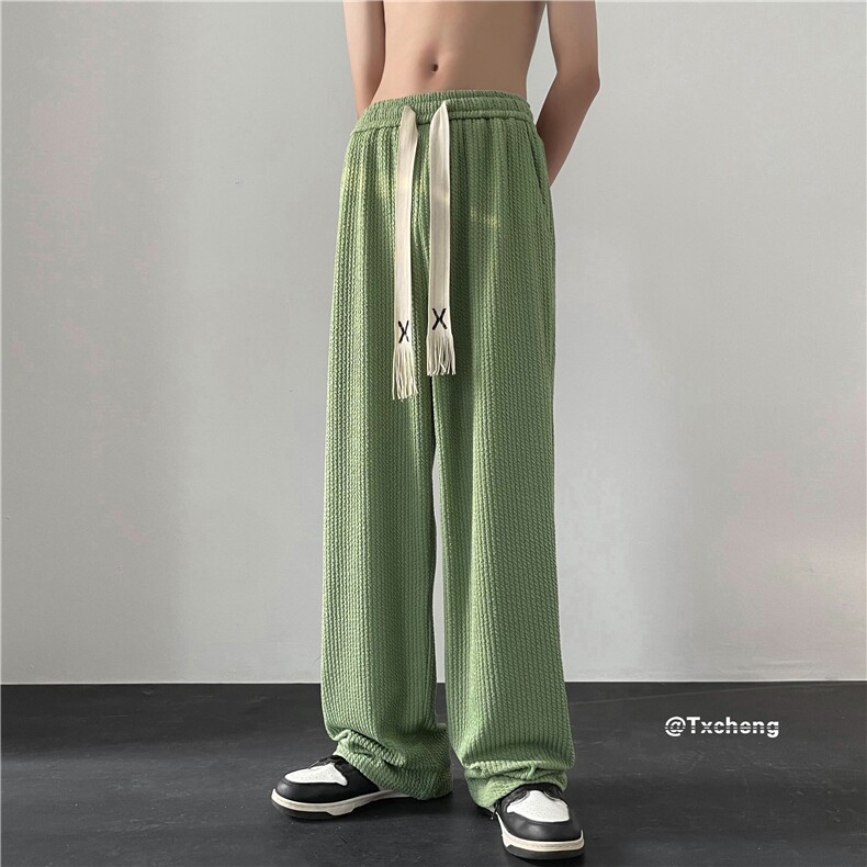 ins潮流肌理感宽松休闲裤大系带纯色拖地裤B315-K23367-p50控68,男装休闲裤,电商B315