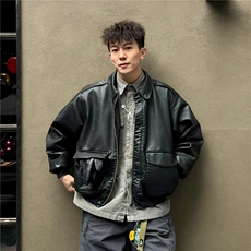 网图现货加厚加棉皮衣飞行员外套1209-1-JK19-P90主推可谈，男装皮衣，星座1209-1