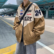 赛车服外套男装痞帅机车夹克春秋季ins潮牌刺绣棒球服W6704-P60，男装夹克，星座412-3