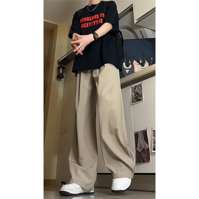主推量大供视频薄款垂感冰丝西裤褶皱直筒山本裤A462特P35控58,男装西裤,电商A309