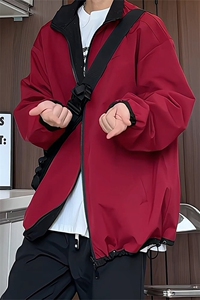 JK9026/P70秋装两面穿休闲男外套宽松情侣运动ins百搭夹克两面服图片