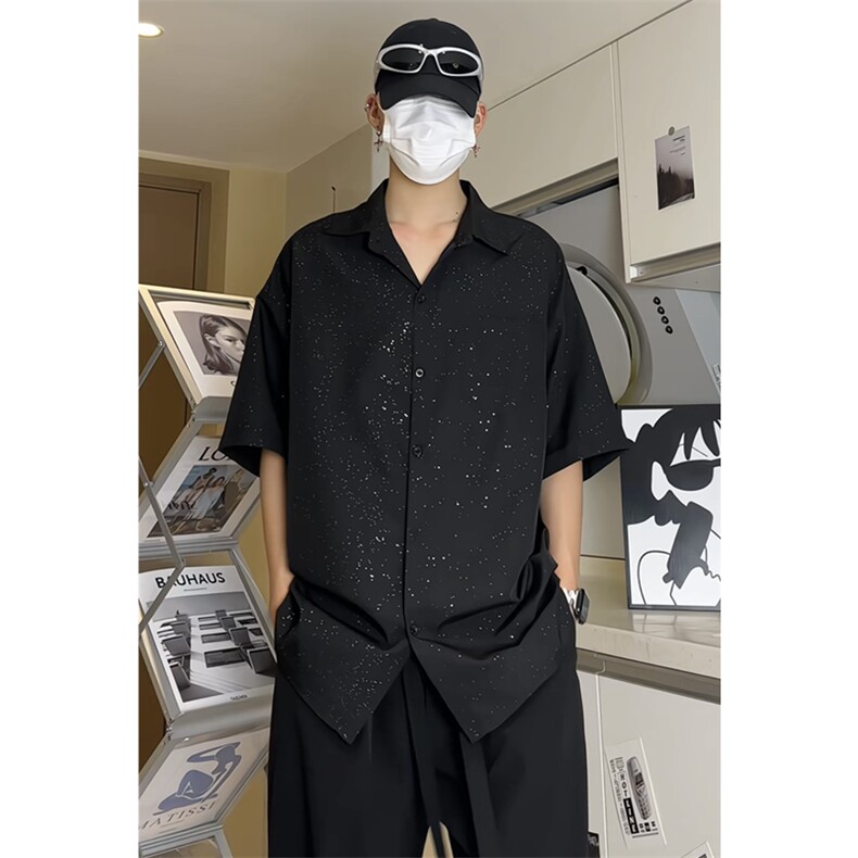 男模切片 满天星空衬衫夏季宽松五分袖痞帅衬衣X1213-C2318-特P35图片
