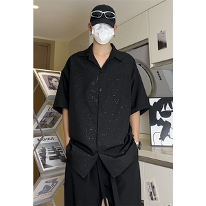 男模切片 满天星空衬衫夏季宽松五分袖痞帅衬衣X1213-C2318-特P35图片