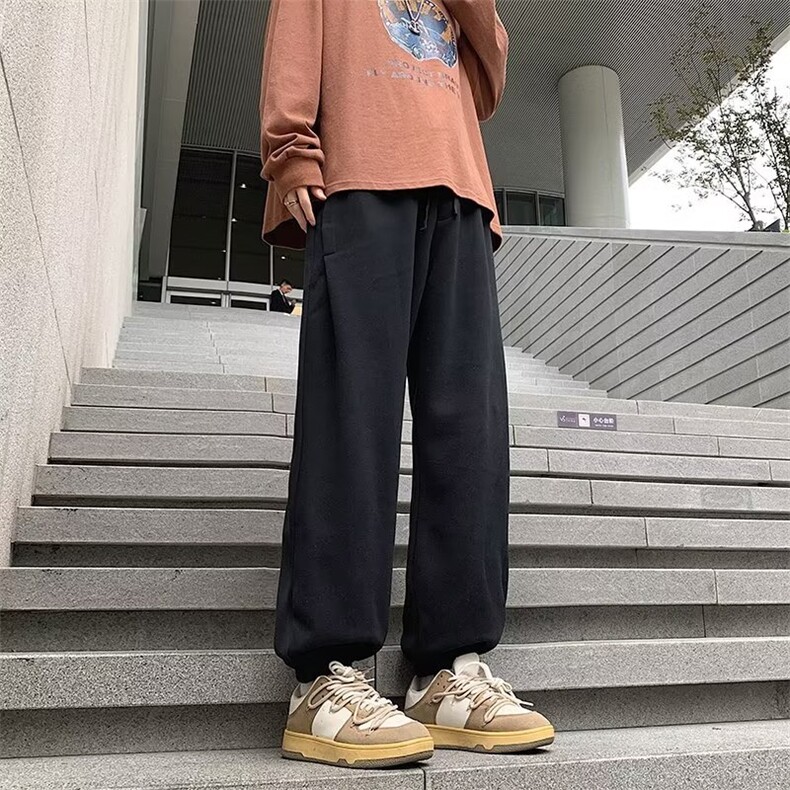 黑色垂感休闲裤男春秋潮牌高街裤子潮流百搭拖地直筒长裤K028,男装休闲裤,星座1116A-1（原606A）
