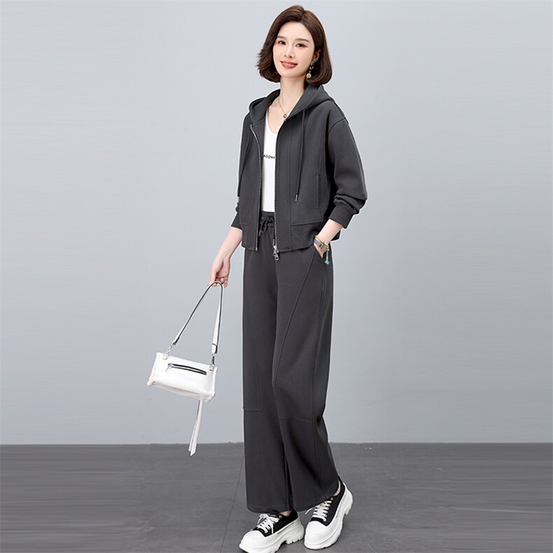 2025春款带帽运动休闲时尚卫衣套装,女装套装/套裙,悦见她