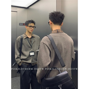 有货。假两件拼接衬衫领cleanfit针织衫开衫外套W6939-P65