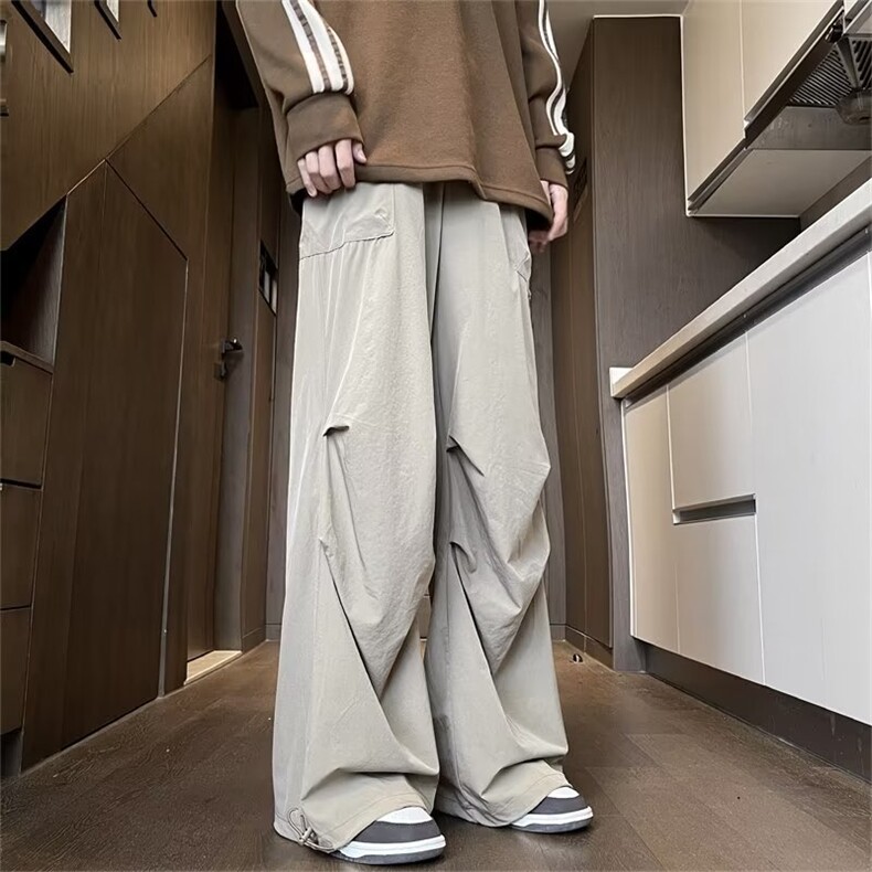 复古伞裤工装裤穿搭辣妹潮牌设计宽松直筒休闲裤,男装休闲裤,星座716-4