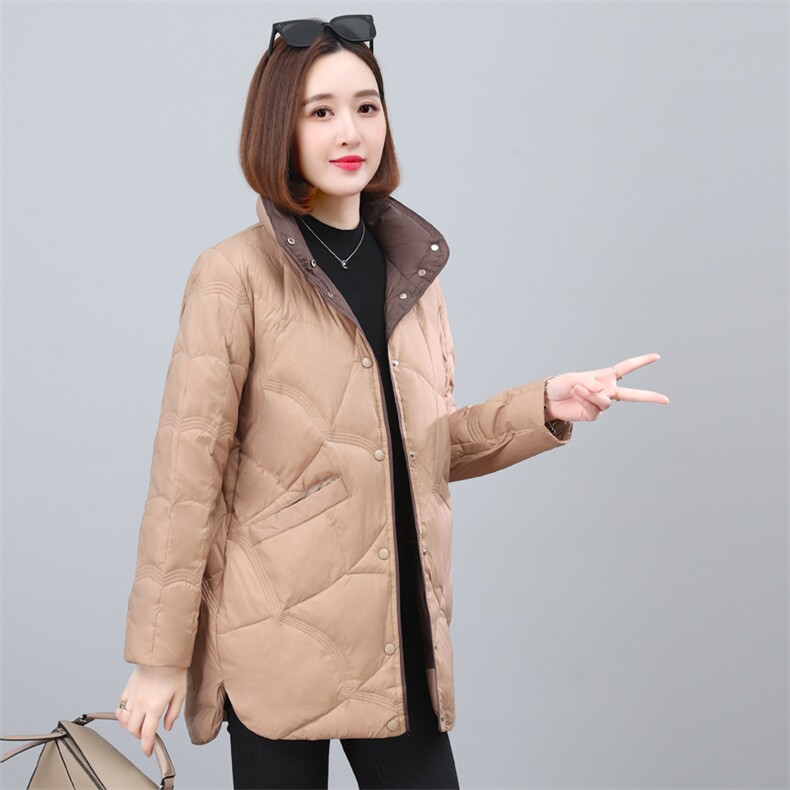 2023年冬季时尚宽松前短后长羽绒服,女装羽绒服,依恋蒂丝