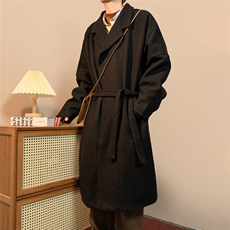 中长款过膝风衣男韩版潮流高级感男士大衣380克毛呢双层JW1156P75，男装毛呢大衣，星座1116-2