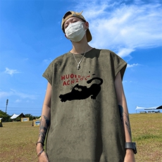 量大优供视频得物直播品230克夏季麂皮绒背心无袖T恤BJ506，男装T恤，电商A486