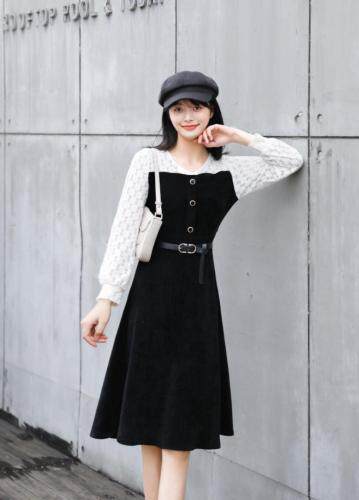 春季新款，蕾丝拼接修身显瘦气质连衣裙，女装连衣裙，东洋天堂之花