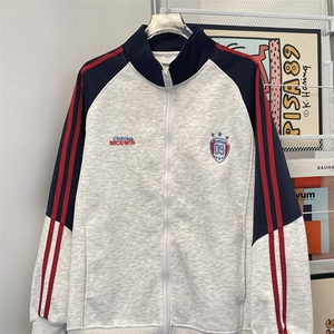 撞色刺绣立领开衫卫衣男女潮牌宽松情侣休闲夹克外套WY0187-P55图片