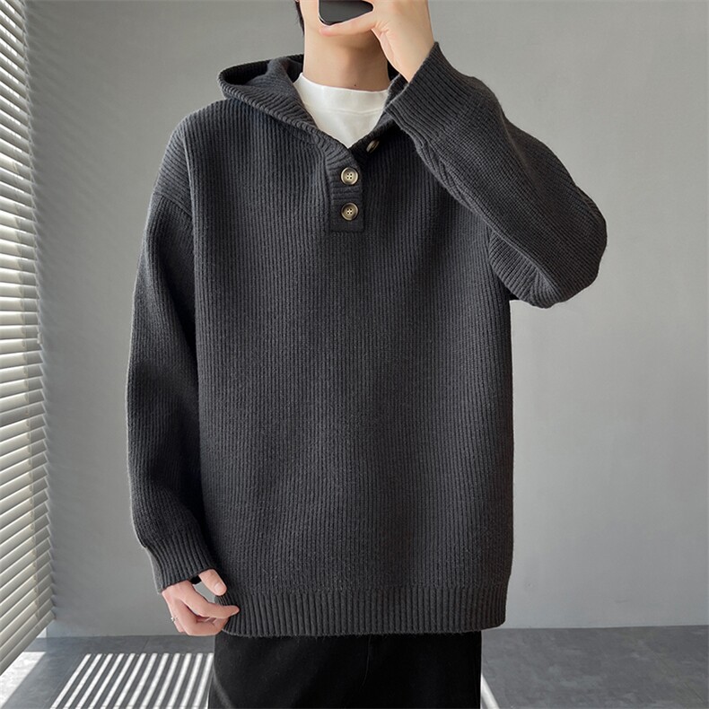 秋冬连帽针织毛衣男慵懒风套头线衣外套宽松，男装针织衫/毛衣，星座1206（原A206）