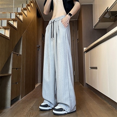 2025夏季抖音竖条纹冰丝西裤慵懒风垂感直筒裤xz906-K1283P35，男装西裤，星座906（原电商a316-1）