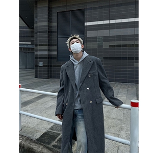 冬季高街痞帅毛呢大衣男过膝中长款宽松风衣外套XZ811A-F198-P128图片