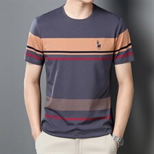 2023新品短袖t恤男士夏季时尚圆领泰文商务休闲保罗男装打底上衣，男装T恤，电商B212（原钱塘6029）