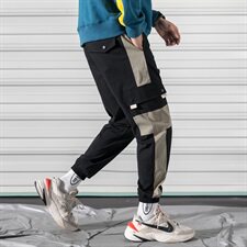 2021春季新款潮流拼色工装裤男休闲简约束脚运动裤DS360T，男装休闲裤，电商A102